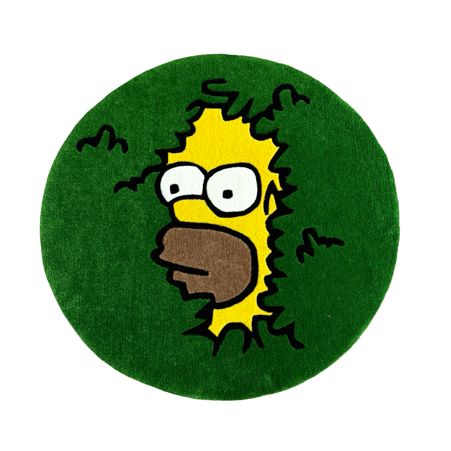 Homer Bush Rug Green Black 90cm Diameter