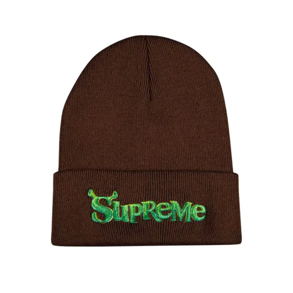 Supreme x New Era Shrek Logo Beanie Brown