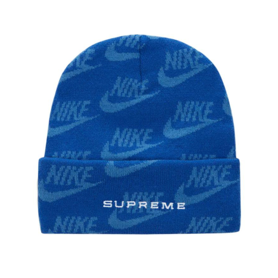 Supreme x Nike Jacquard Logos Beanie Blue