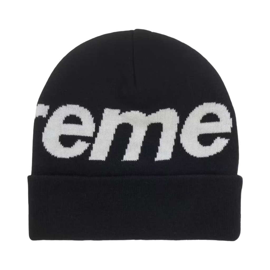 Supreme Big Logo Beanie Black White FW25