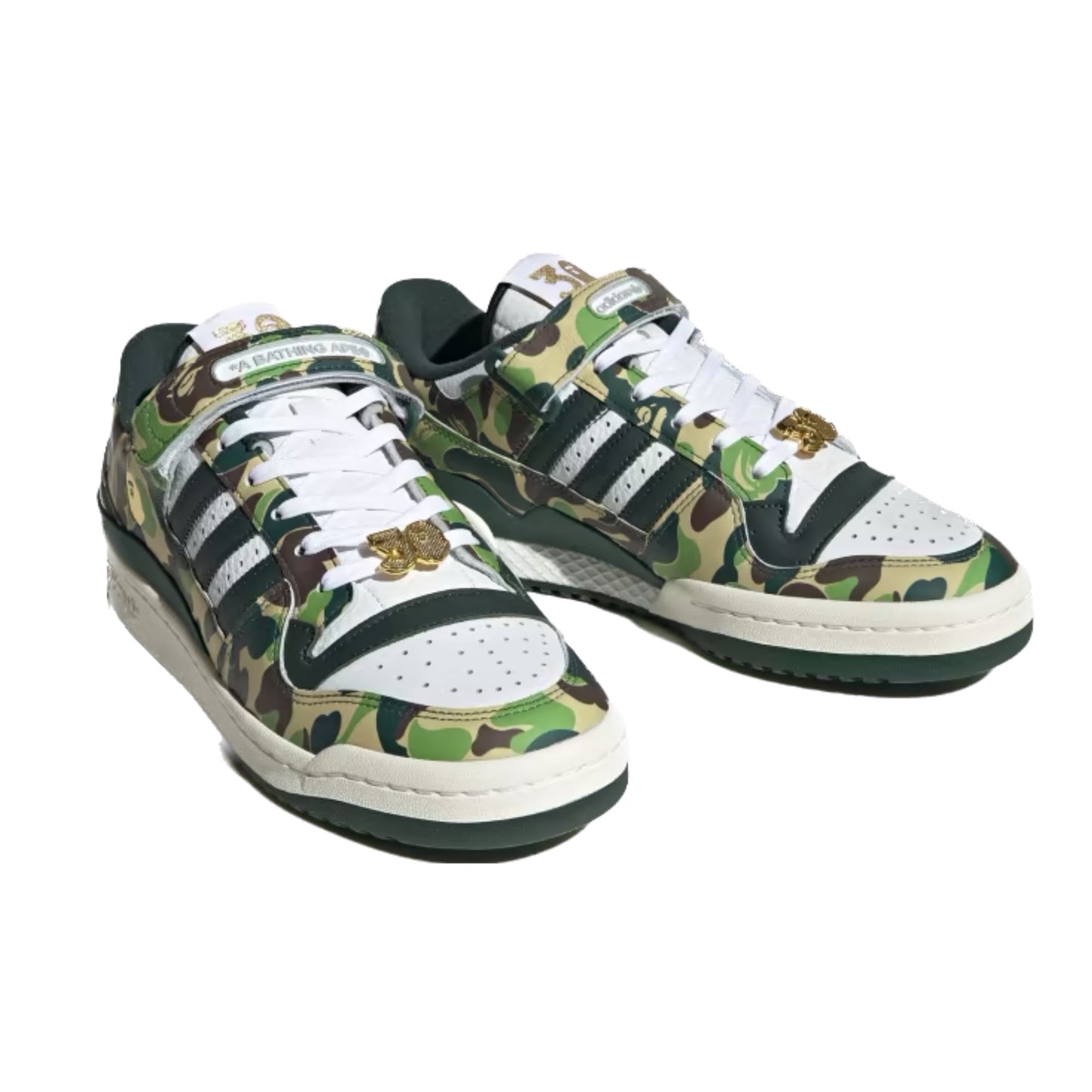 Adidas Forum 84 Low Bape 30th Anniversary Green Camo Cloud White Core White Metallic Gold