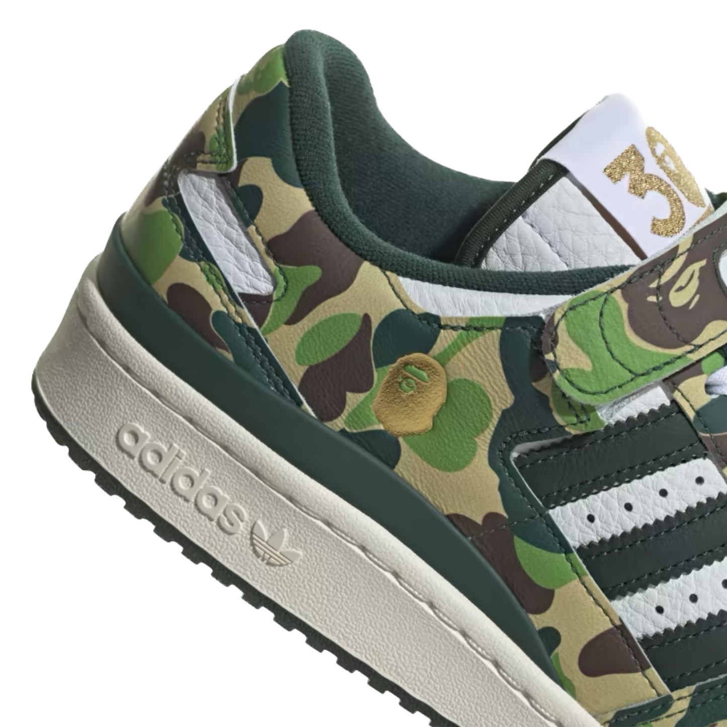 Adidas Forum 84 Low Bape 30th Anniversary Green Camo Cloud White Core White Metallic Gold