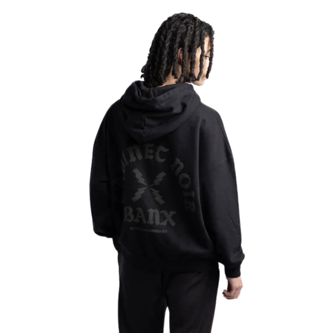 Cabinet Noir x Banx 10th Anniversary Oversized Pullover Hoodie Black Black Font Logo