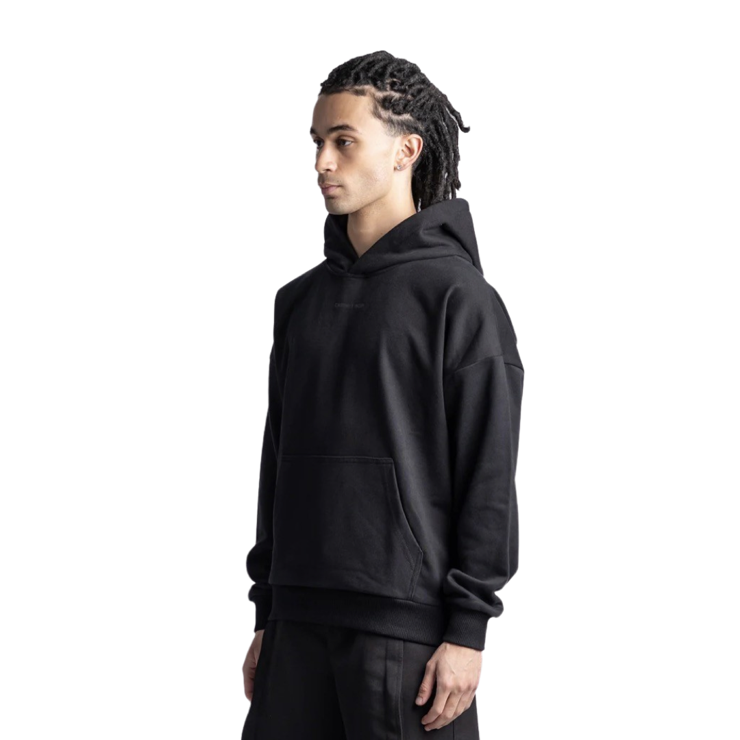 Cabinet Noir Pullover Hoodie Black Black Font Logo