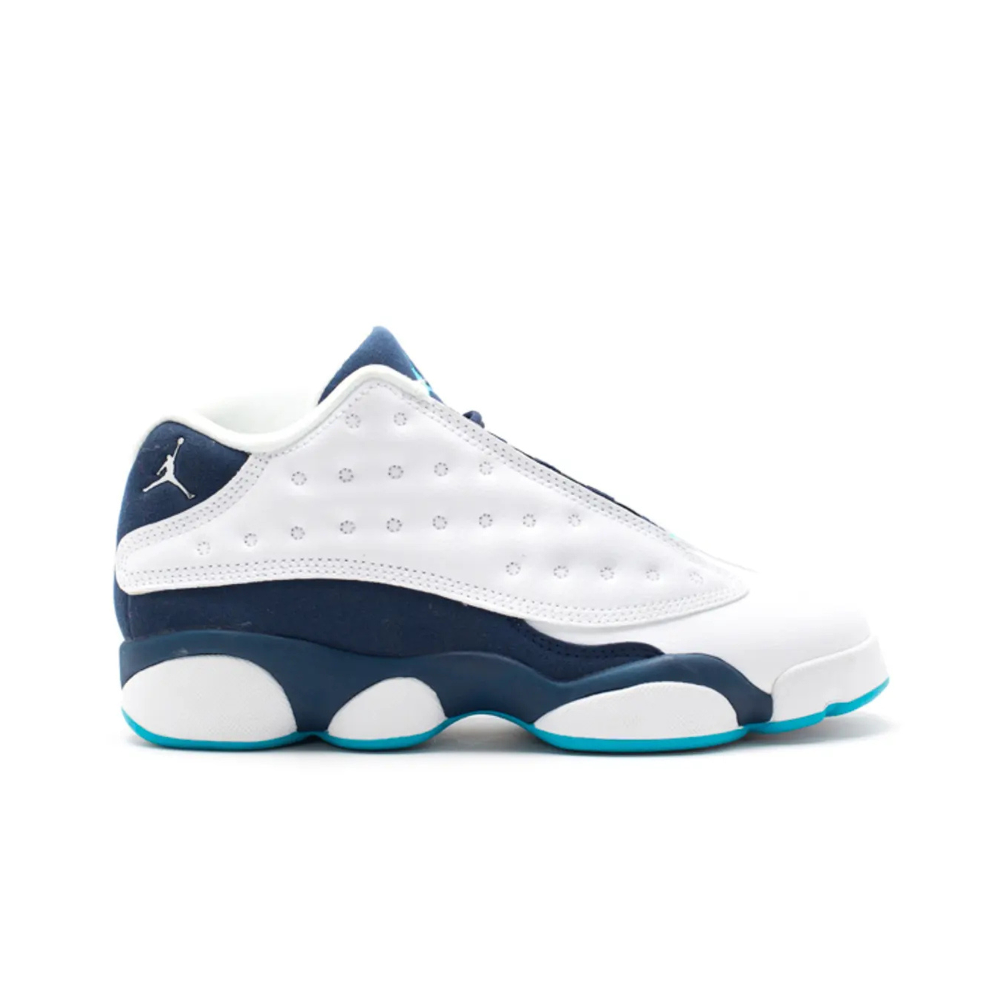 Air Jordan 13 Retro GS Low White Metallic Silver Mid Navy Turqouise