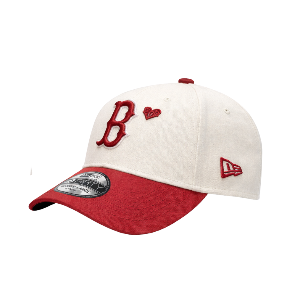 New Era 3930 AFrame Heart Sketch Boston Redsox Cap Champagne White Red