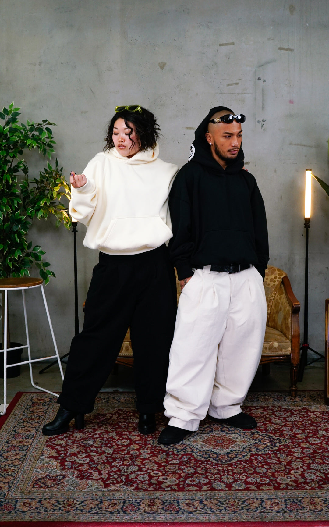 OZMNL Ying Yang Double Hoodie Cream