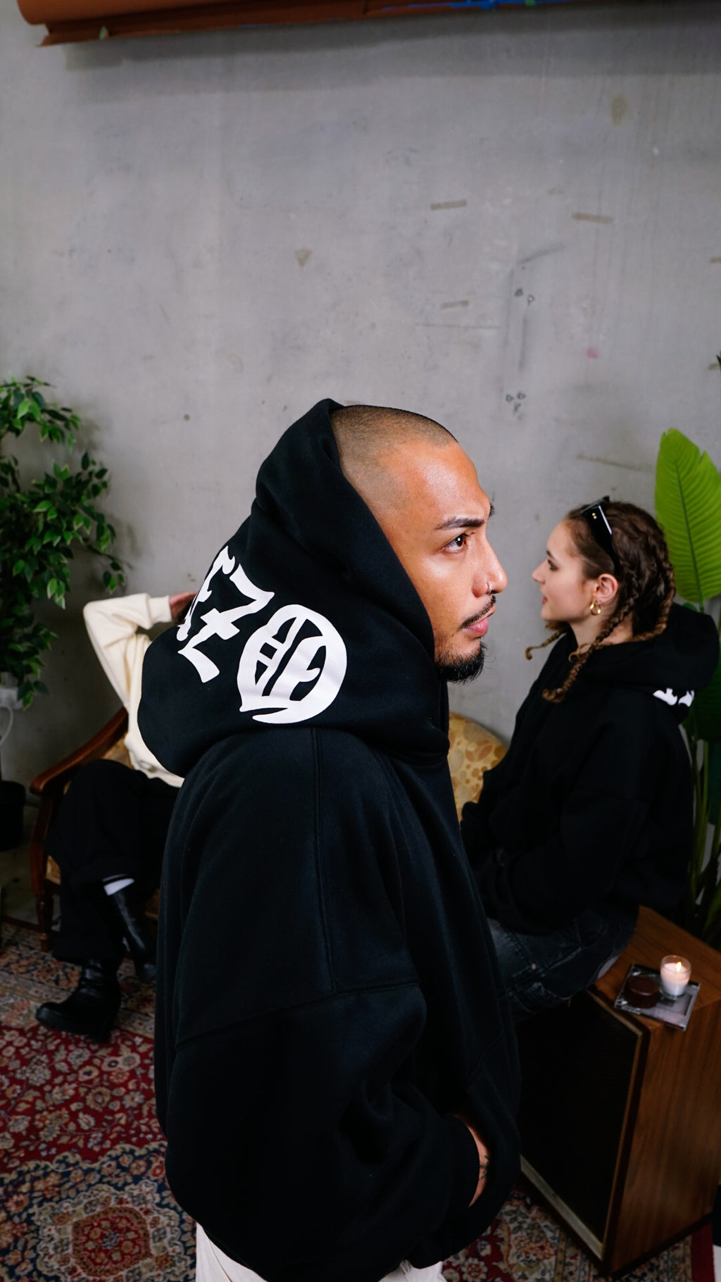 OZMNL Ying Yang Double Hoodie Black
