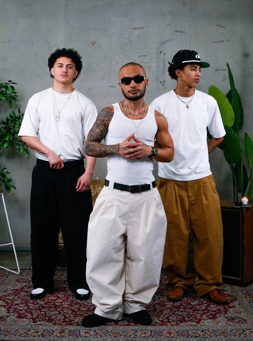 OZMNL Pleated Worker Pants Black