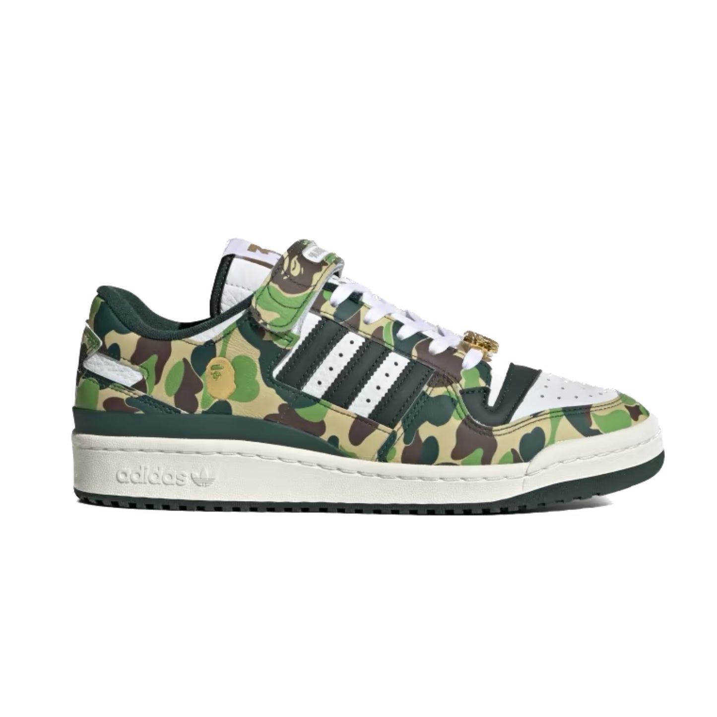 Adidas Forum 84 Low Bape 30th Anniversary Green Camo Cloud White Core White Metallic Gold