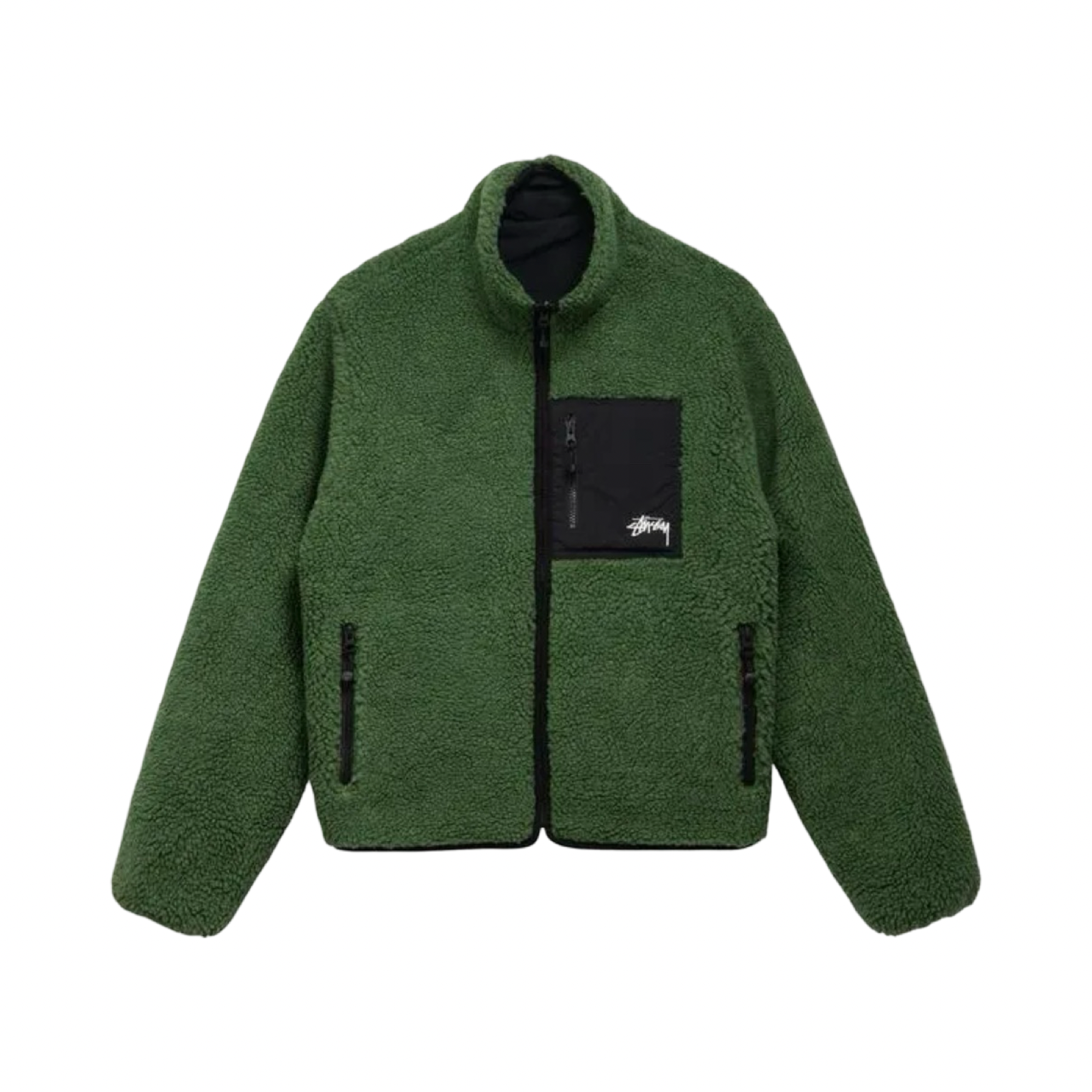 Stussy 8 Ball Sherpa Reversible Jacket Green Black