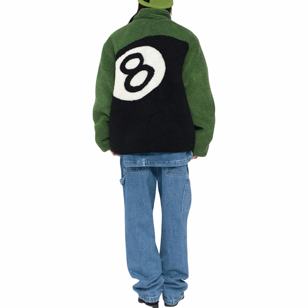 Stussy 8 Ball Sherpa Reversible Jacket Green Black