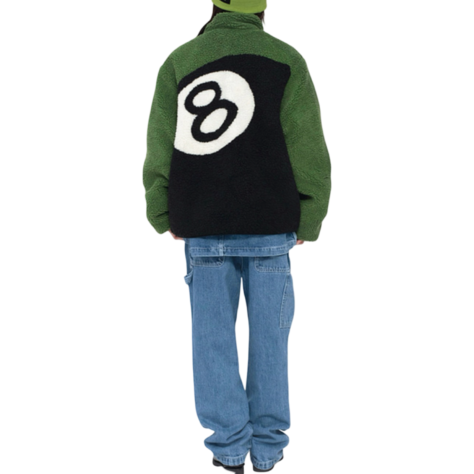Stussy 8 Ball Sherpa Reversible Jacket Green Black