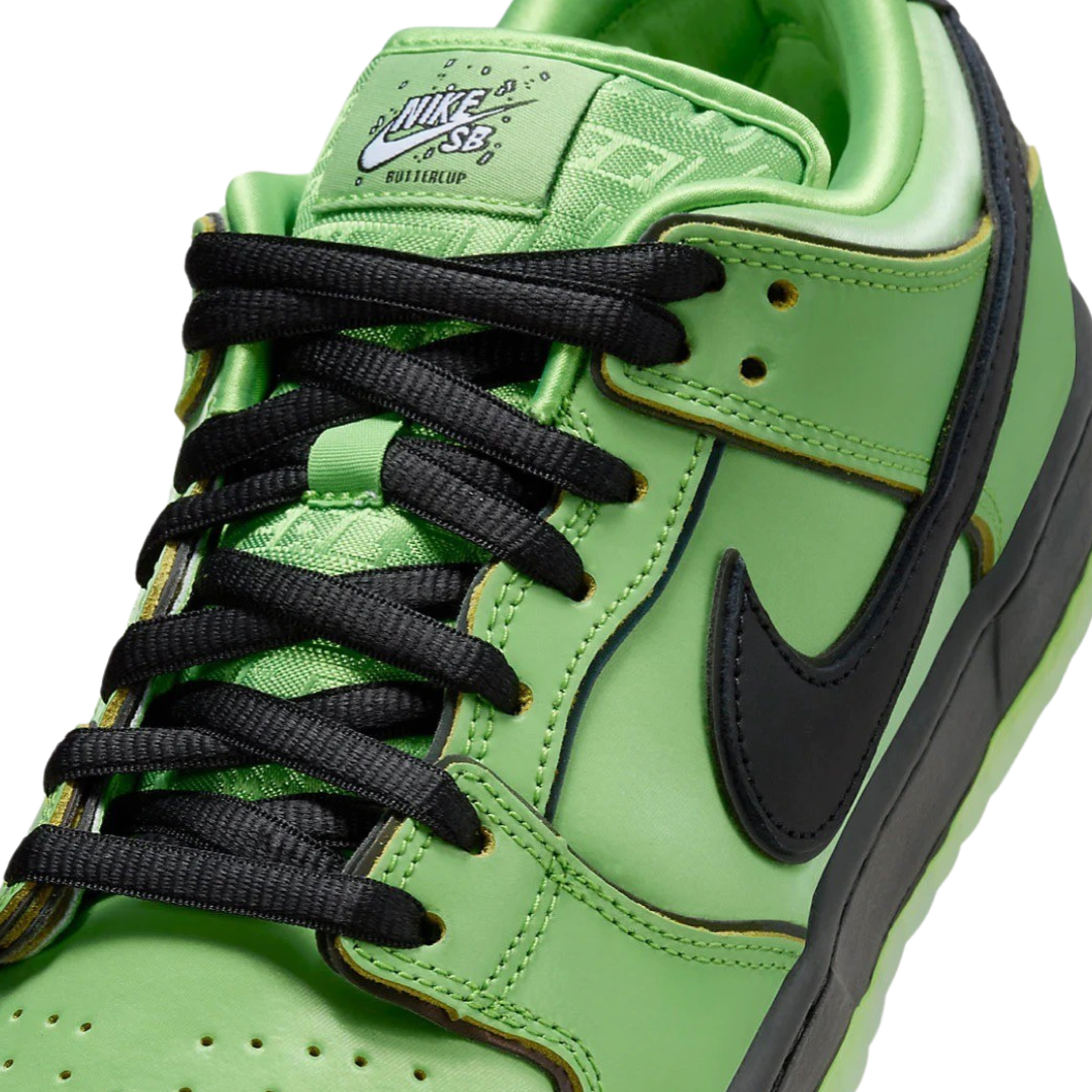 Nike SB Dunk Low Pro QS Powerpuff Girls Buttercup Mean Green Black Lotus Pink