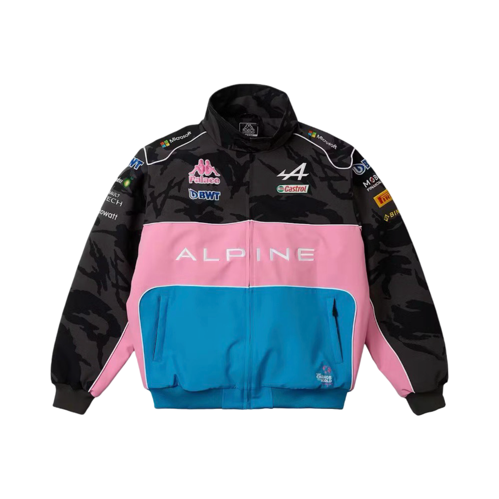 Palace x Kappa x F1 Alpine Racing Pit Jacket FW23 Pink Black Night Desert Camo