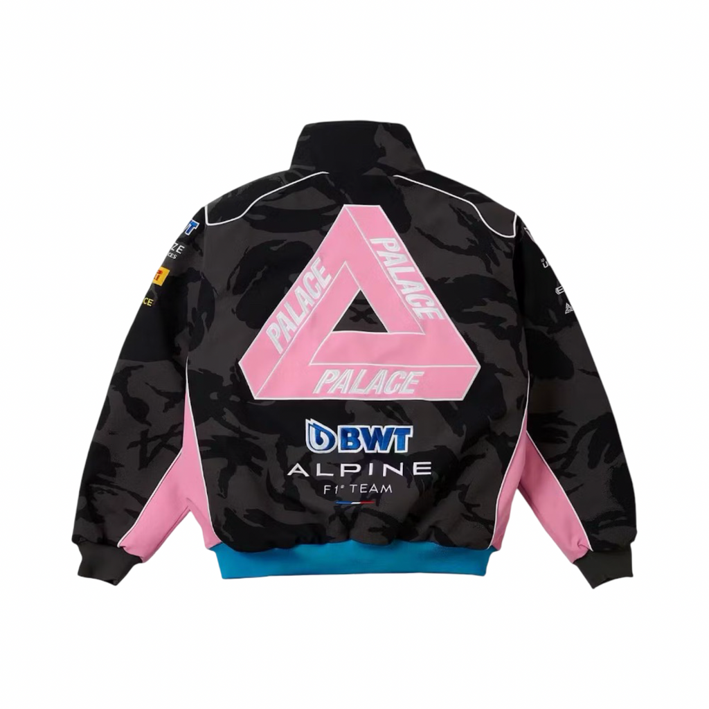 Palace x Kappa x F1 Alpine Racing Pit Jacket FW23 Pink Black Night Desert Camo