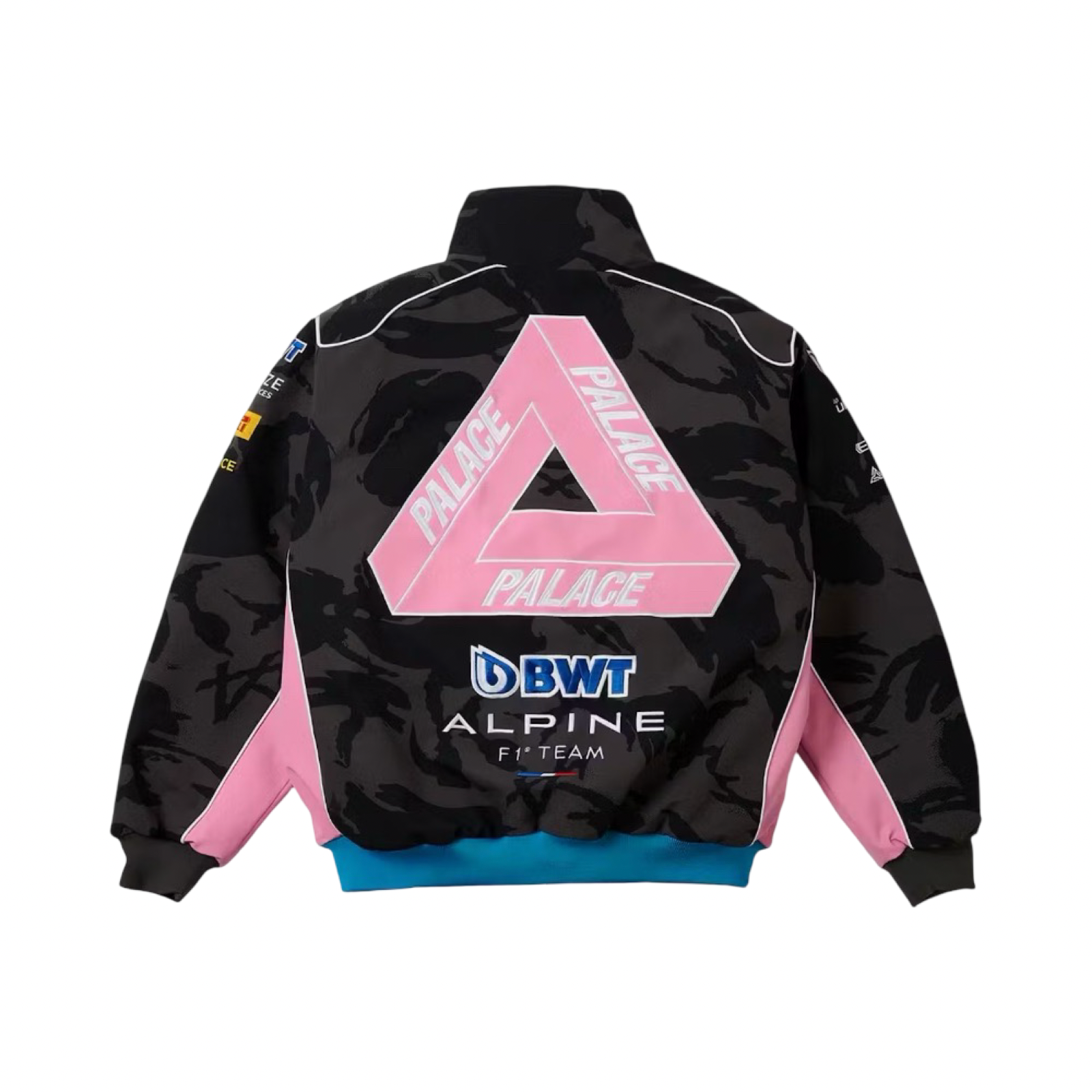 Palace x Kappa x F1 Alpine Racing Pit Jacket FW23 Pink Black Night Desert Camo