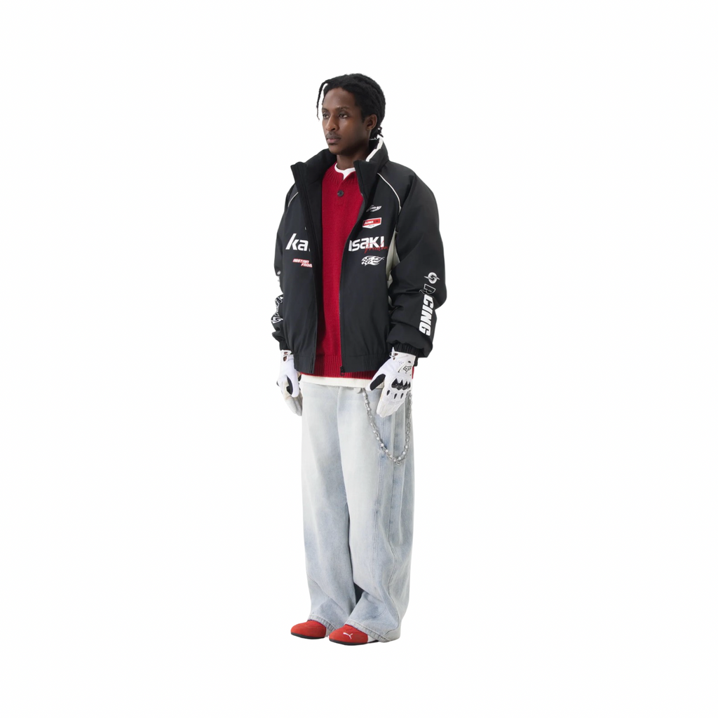 Kawasaki 90's Freedom Racing Puff Jacket Black White Red