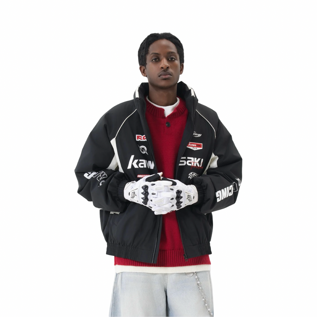 Kawasaki 90's Freedom Racing Puff Jacket Black White Red