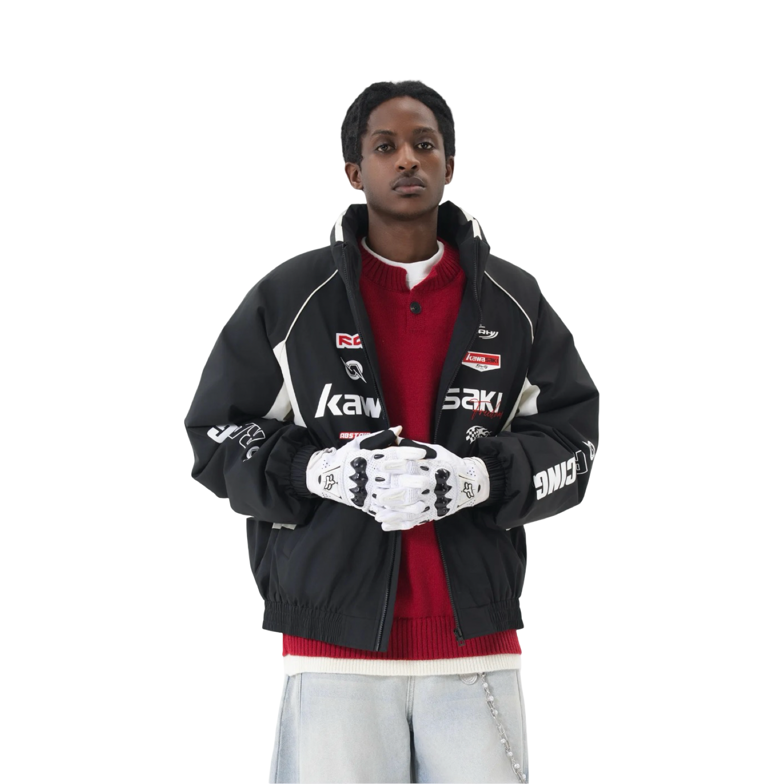 Kawasaki 90's Freedom Racing Puff Jacket Black White Red