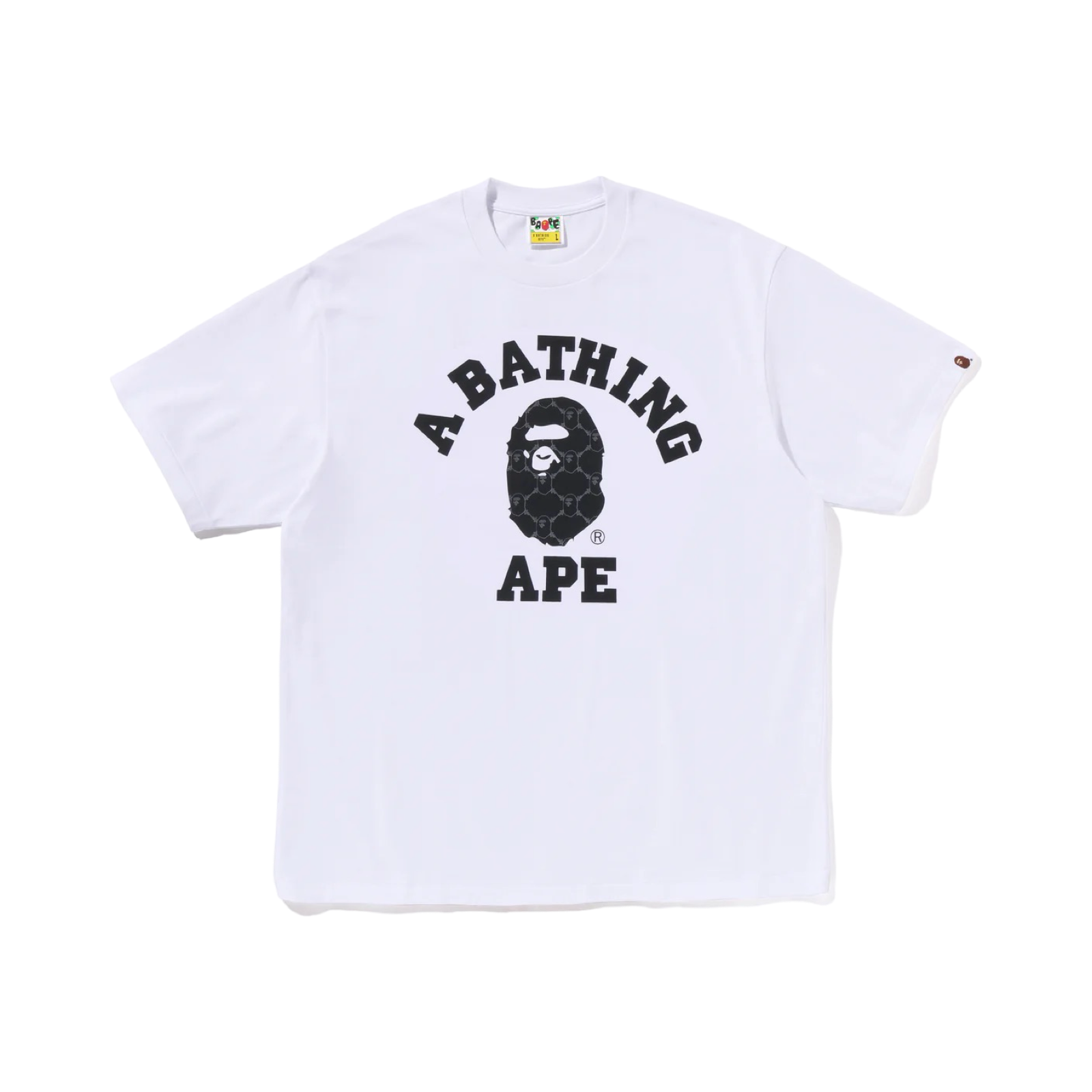 A Bathing Ape Bape College Monogram Tee White Black