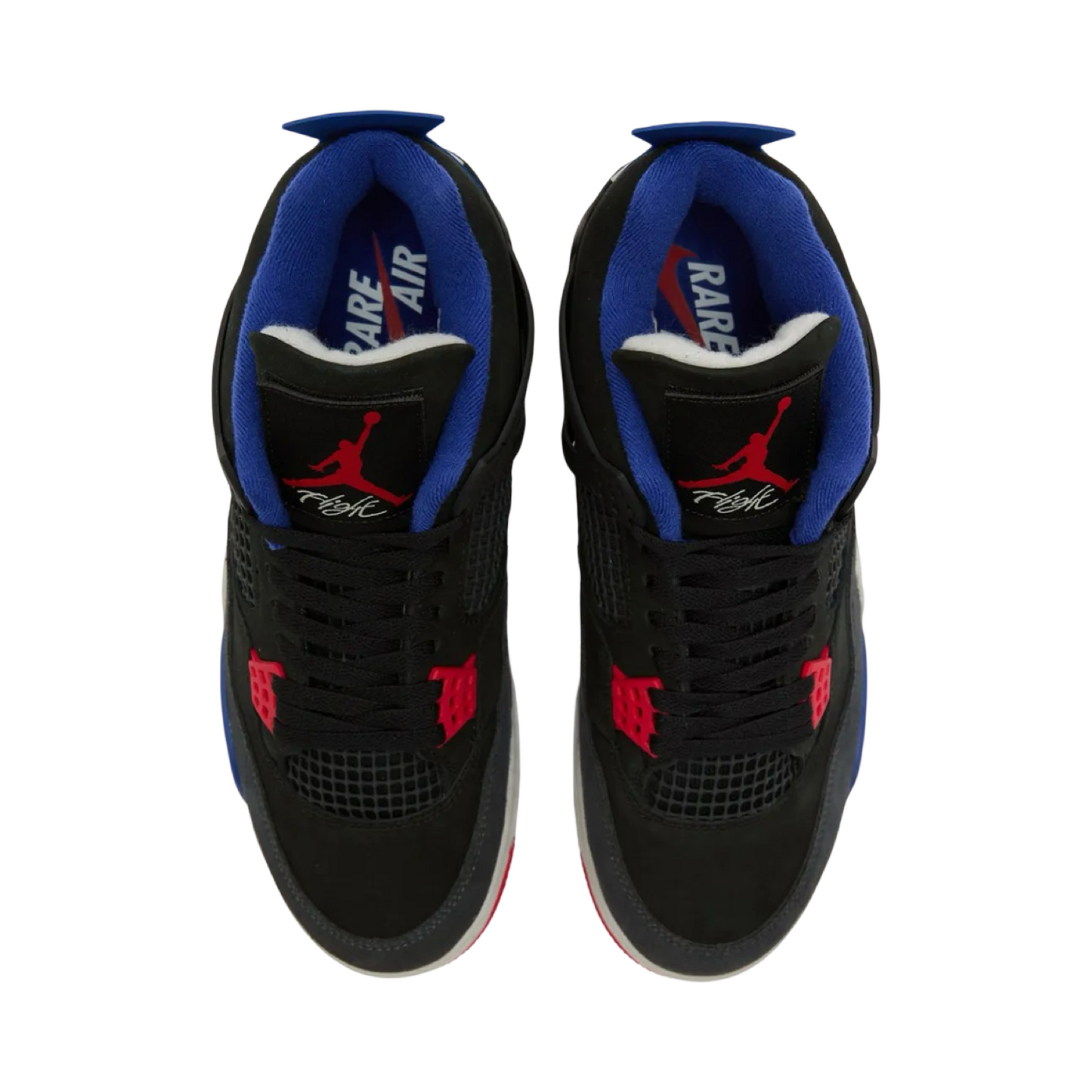 Air Jordan 4 'Rare Air' (White Text) Black Fire Red Deep Royal Blue