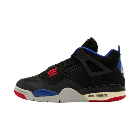 Air Jordan 4 'Rare Air' (White Text) Black Fire Red Deep Royal Blue