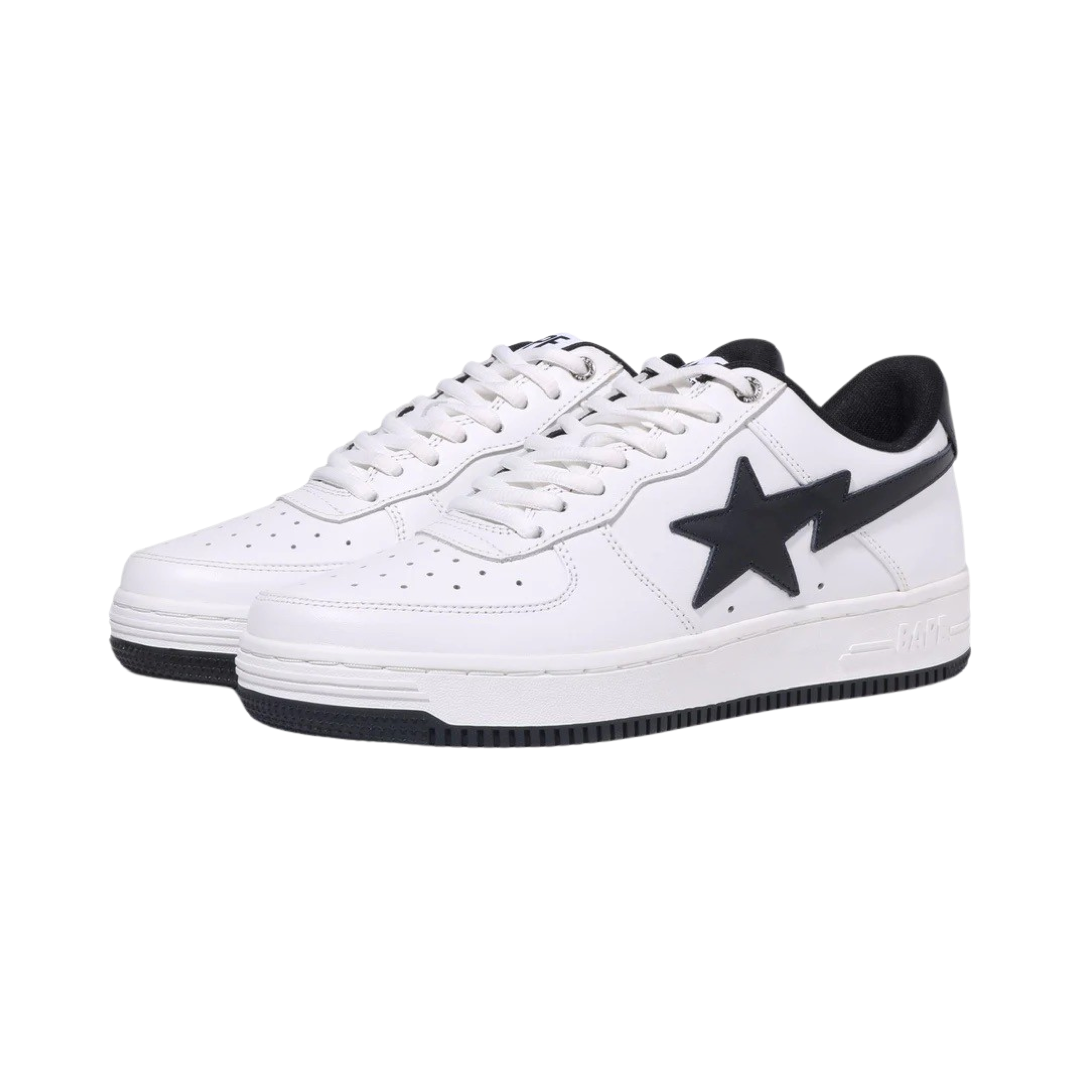 A Bathing Ape x JJJJound Bapesta Low Leather White Navy