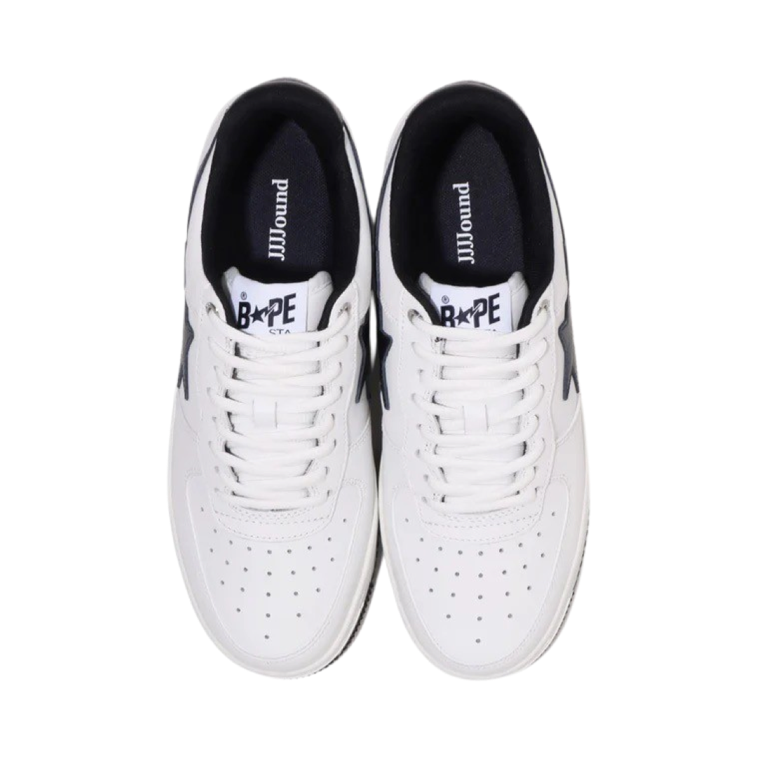 A Bathing Ape x JJJJound Bapesta Low Leather White Navy