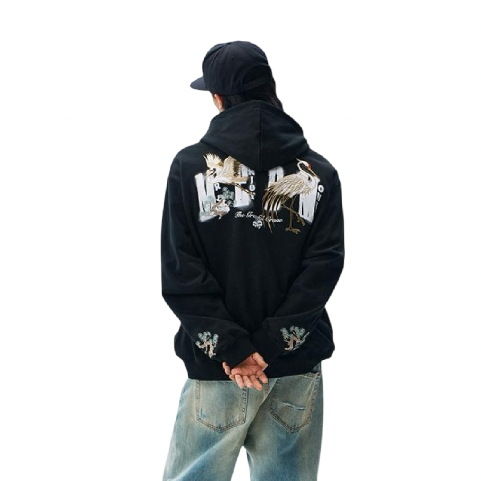 MEDM Crane Hoodie Black White