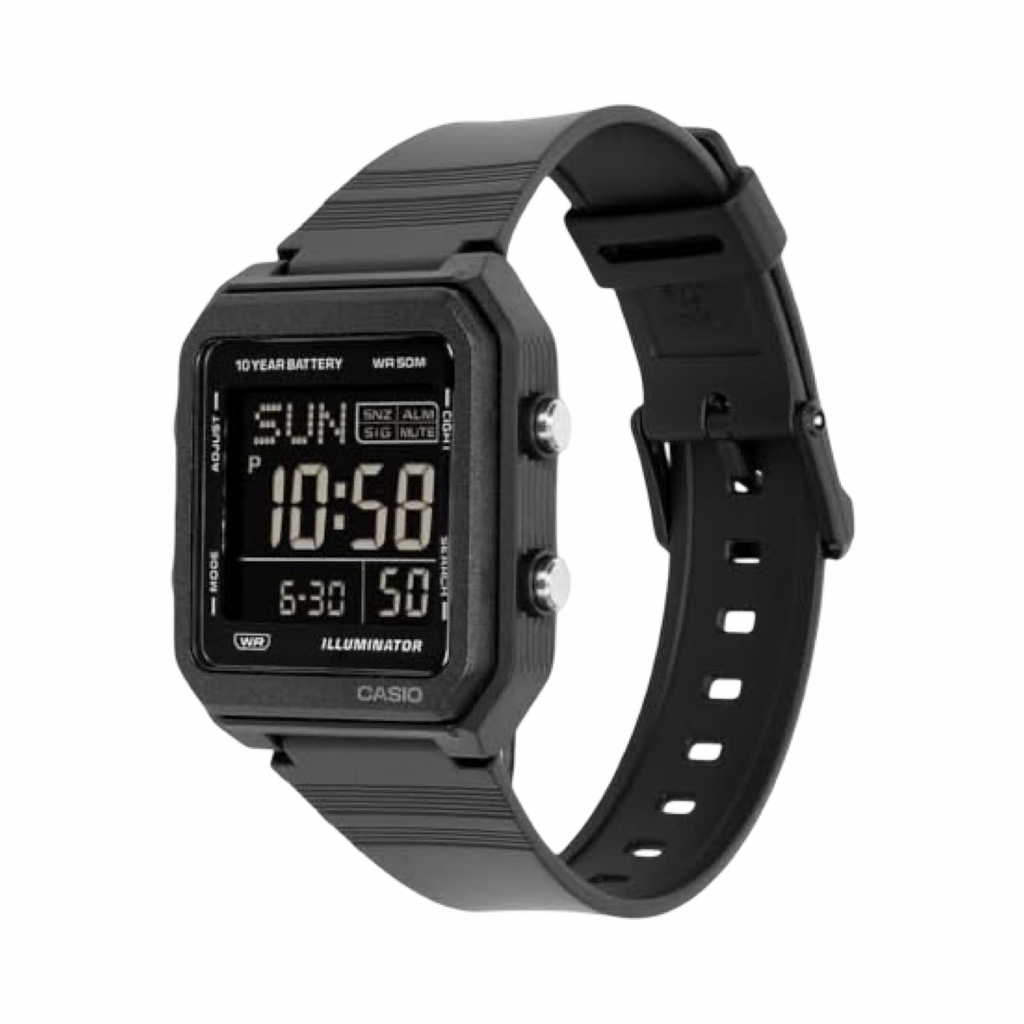 Casio W221H-1B Black Resin Band Digital Watch