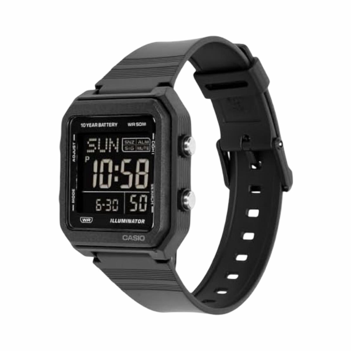 Casio W221H-1B Black Resin Band Digital Watch