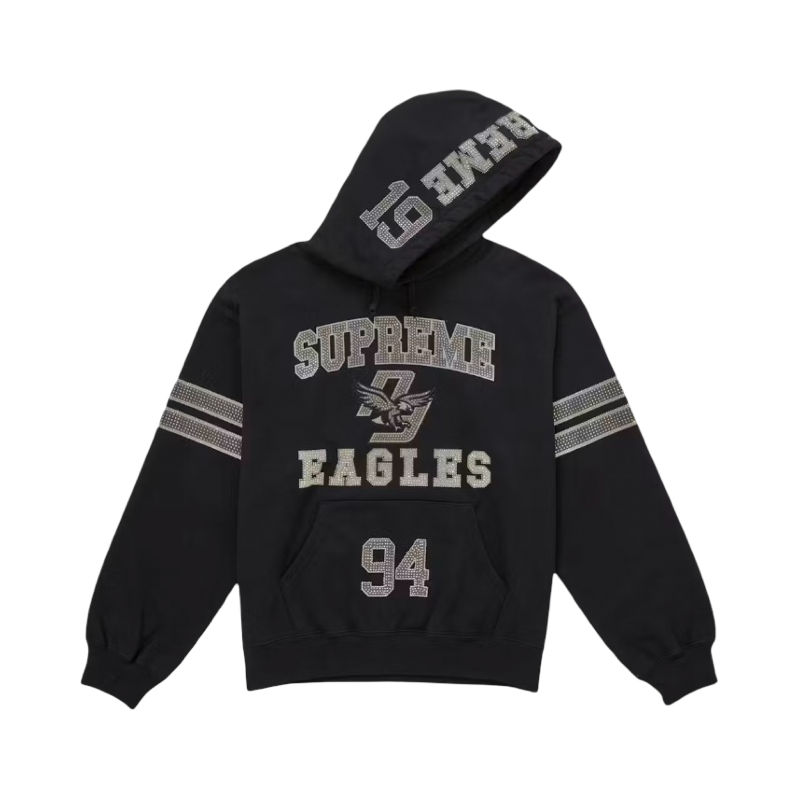 Supreme Rhinestone Eagle Hooded Sweatshirt Black FW26