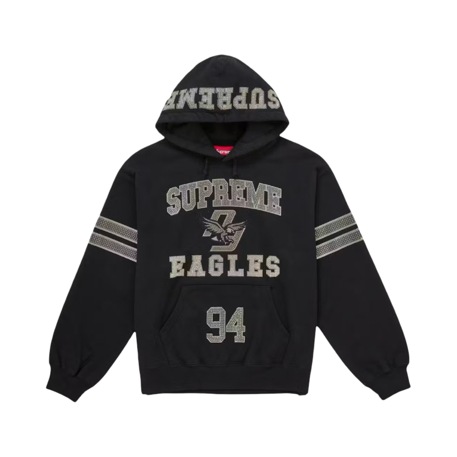 Supreme Rhinestone Eagle Hooded Sweatshirt Black FW26