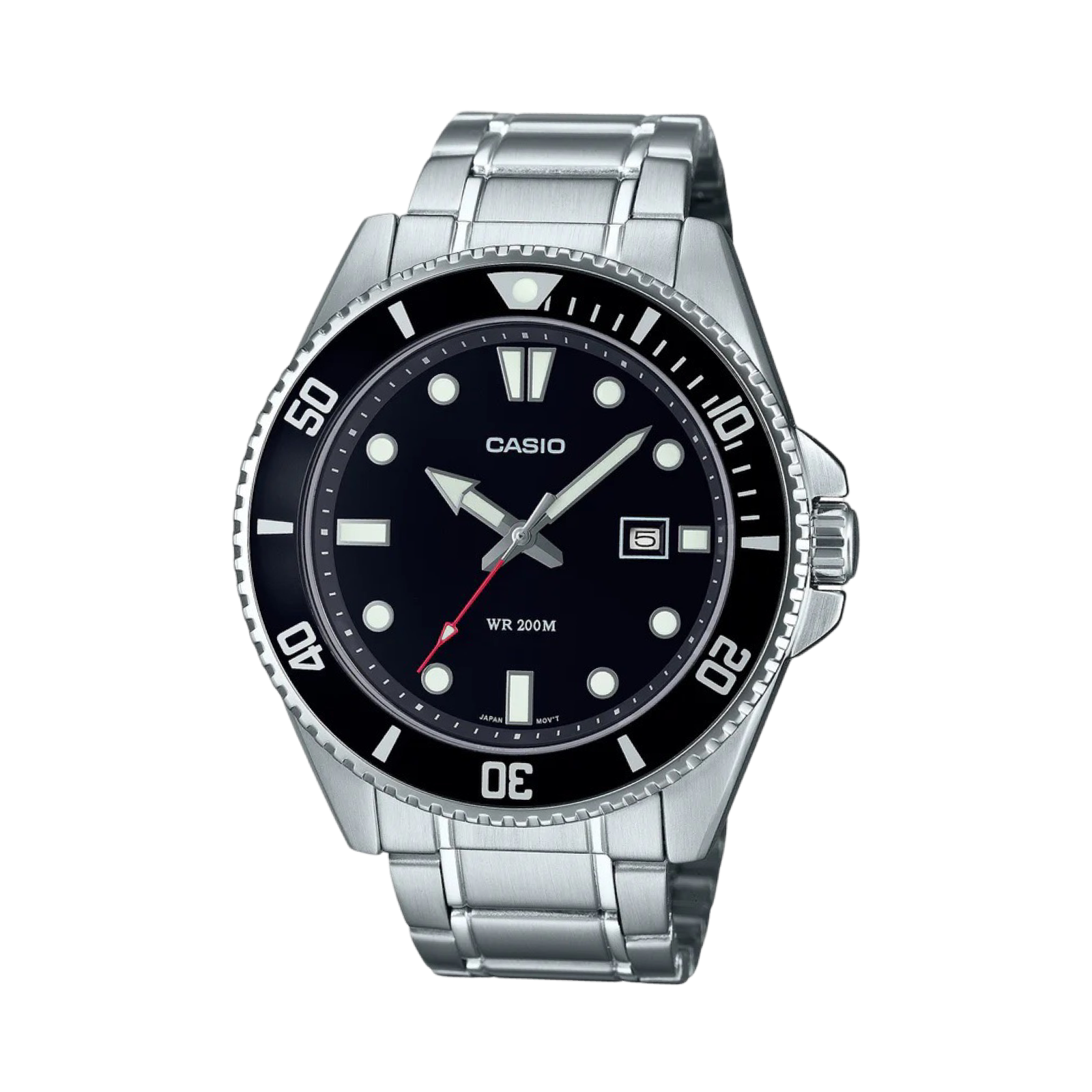 Casio Analogue Diver Analogue Black Black White Dial Watch 200M MDV107D-1A1