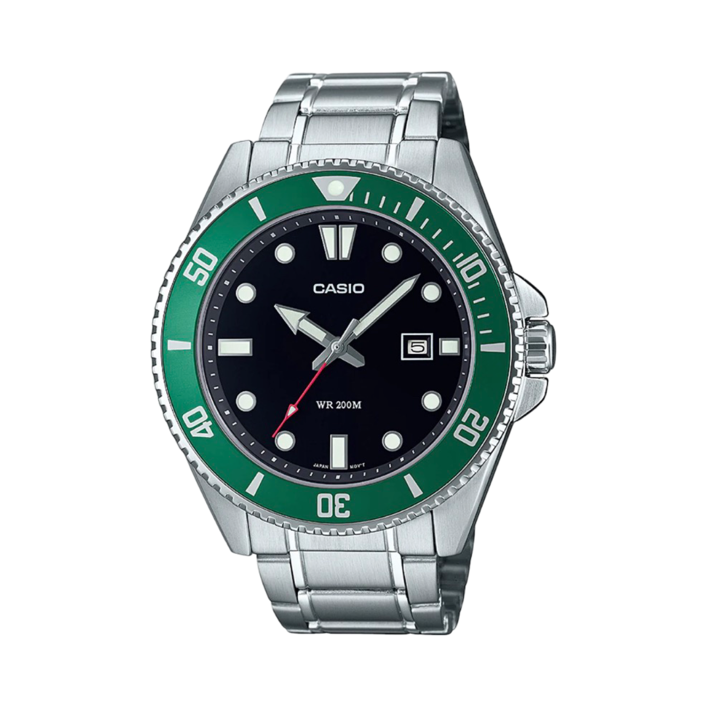 Casio Duro Dive Resin Analogue Green Black White Dial Watch 50M MDV107D-3A