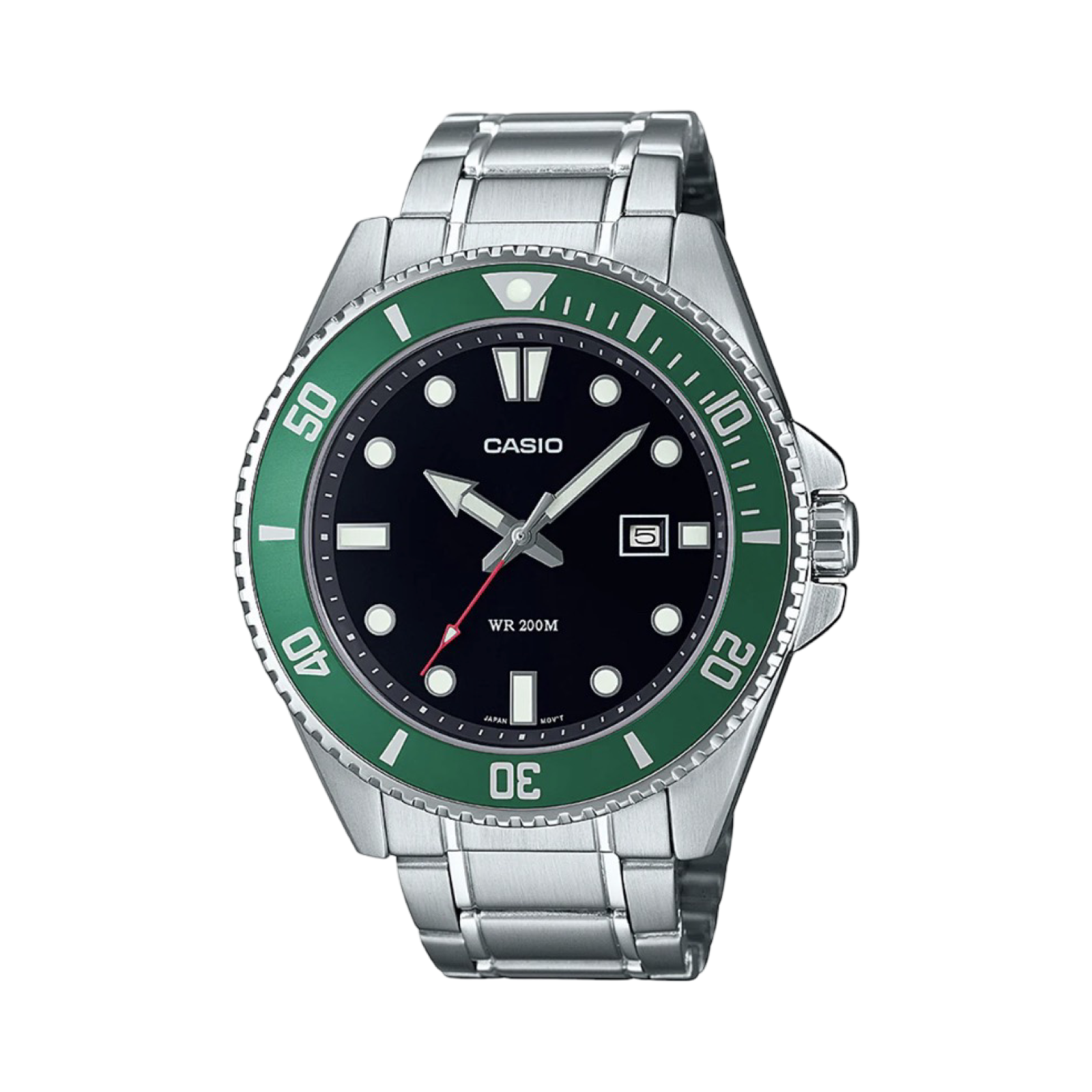 Casio Duro Dive Resin Analogue Green Black White Dial Watch 50M MDV107D-3A