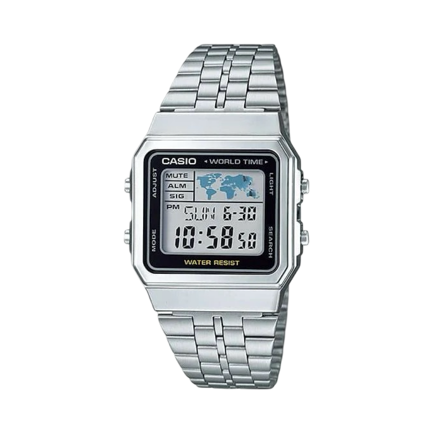 Casio Vintage Digital Square Watch Silver A500WA-1D