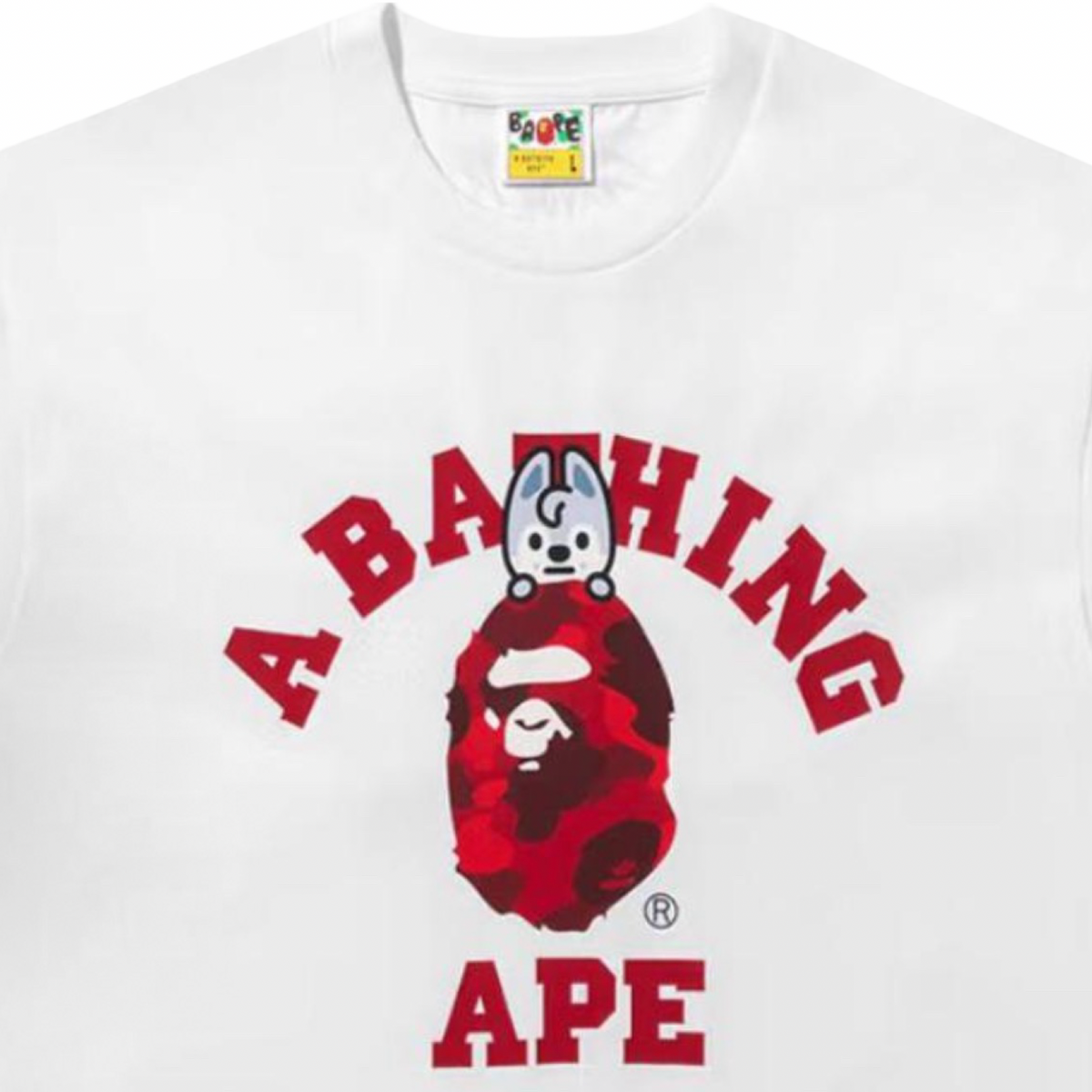 A Bathing Ape x Stray Kids Exclusive College Tee White Red