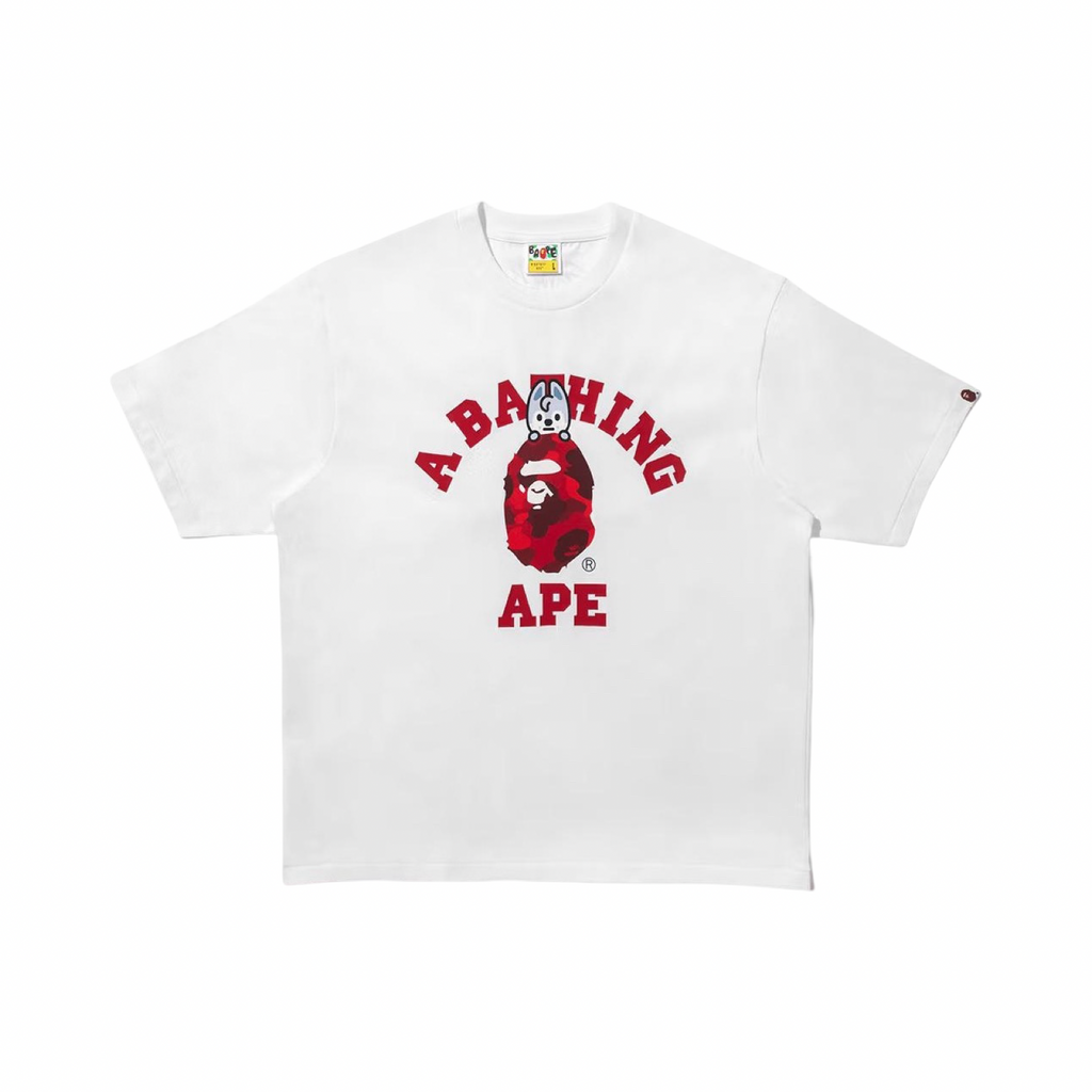 A Bathing Ape x Stray Kids Exclusive College Tee White Red