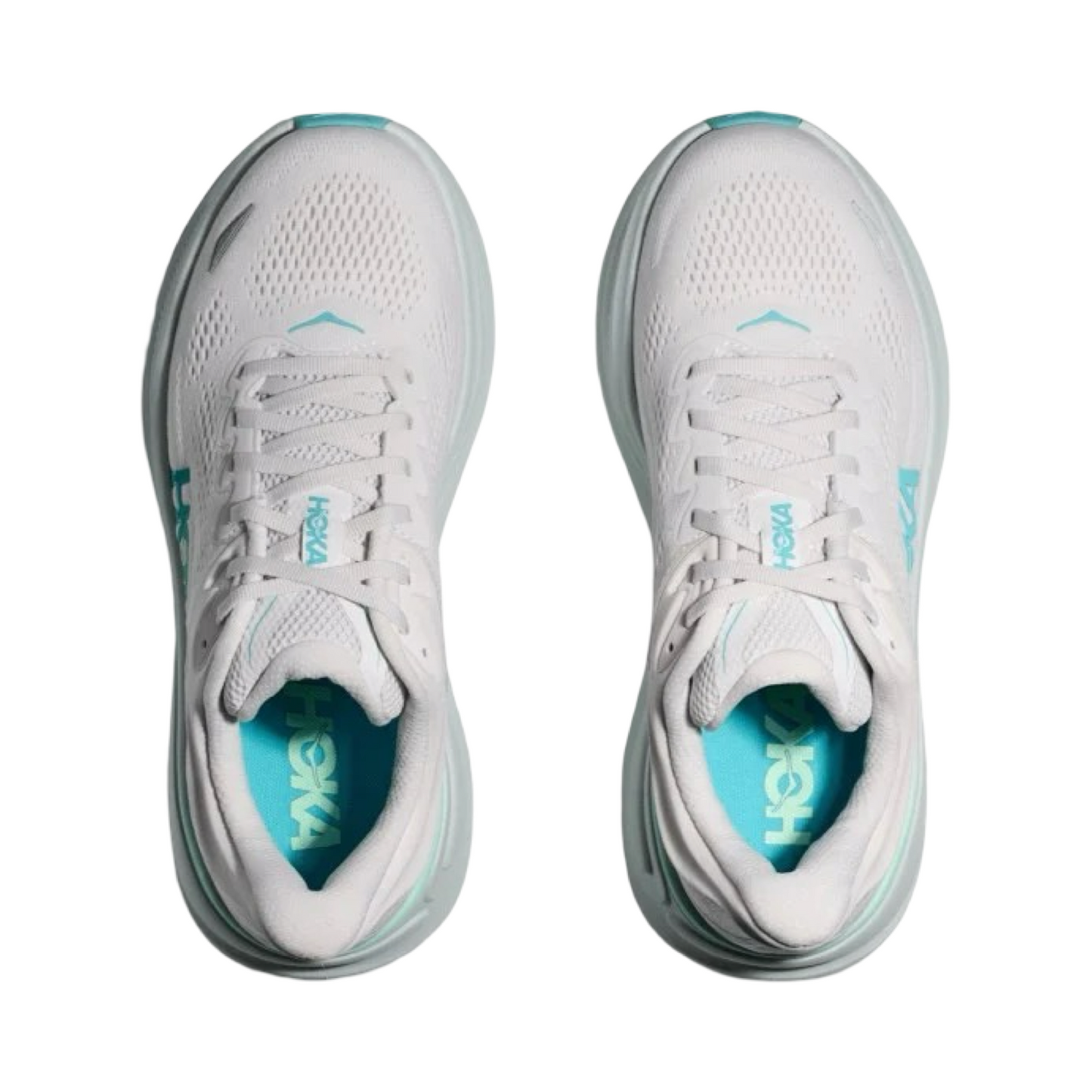 Women's Hoka Bondi 9 B Width White Frost Cielo Blue