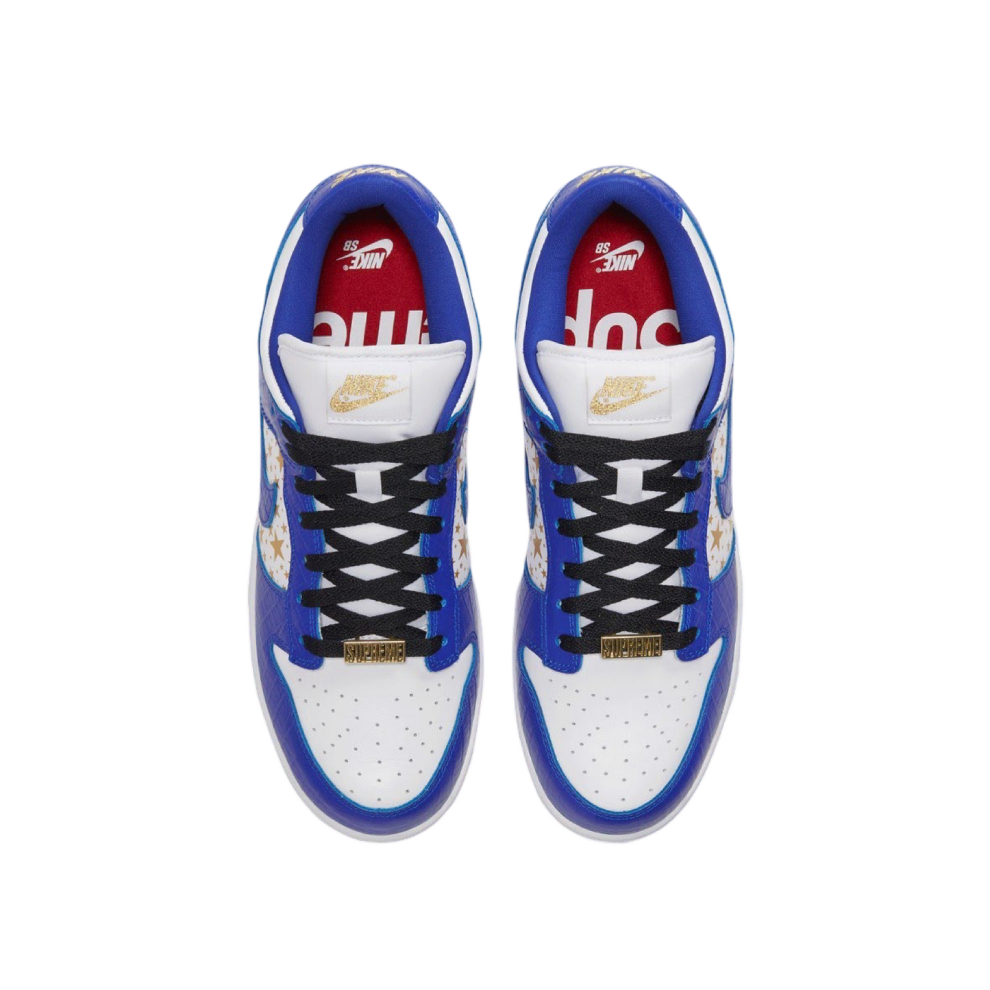 Supreme x SB Dunk Low OG QS White Hyper Blue Metallic Gold