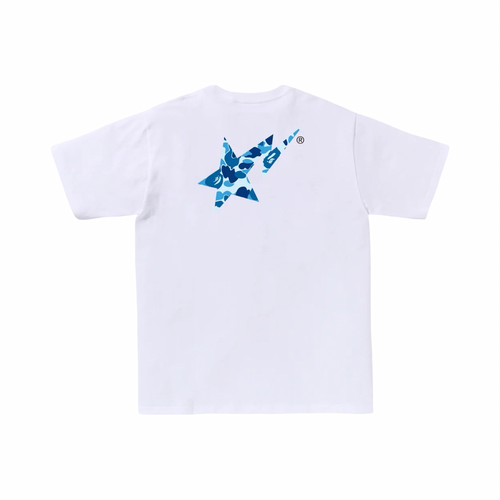 A Bathing Ape Bape Camo Ape Face STA Blue Camo White Tee