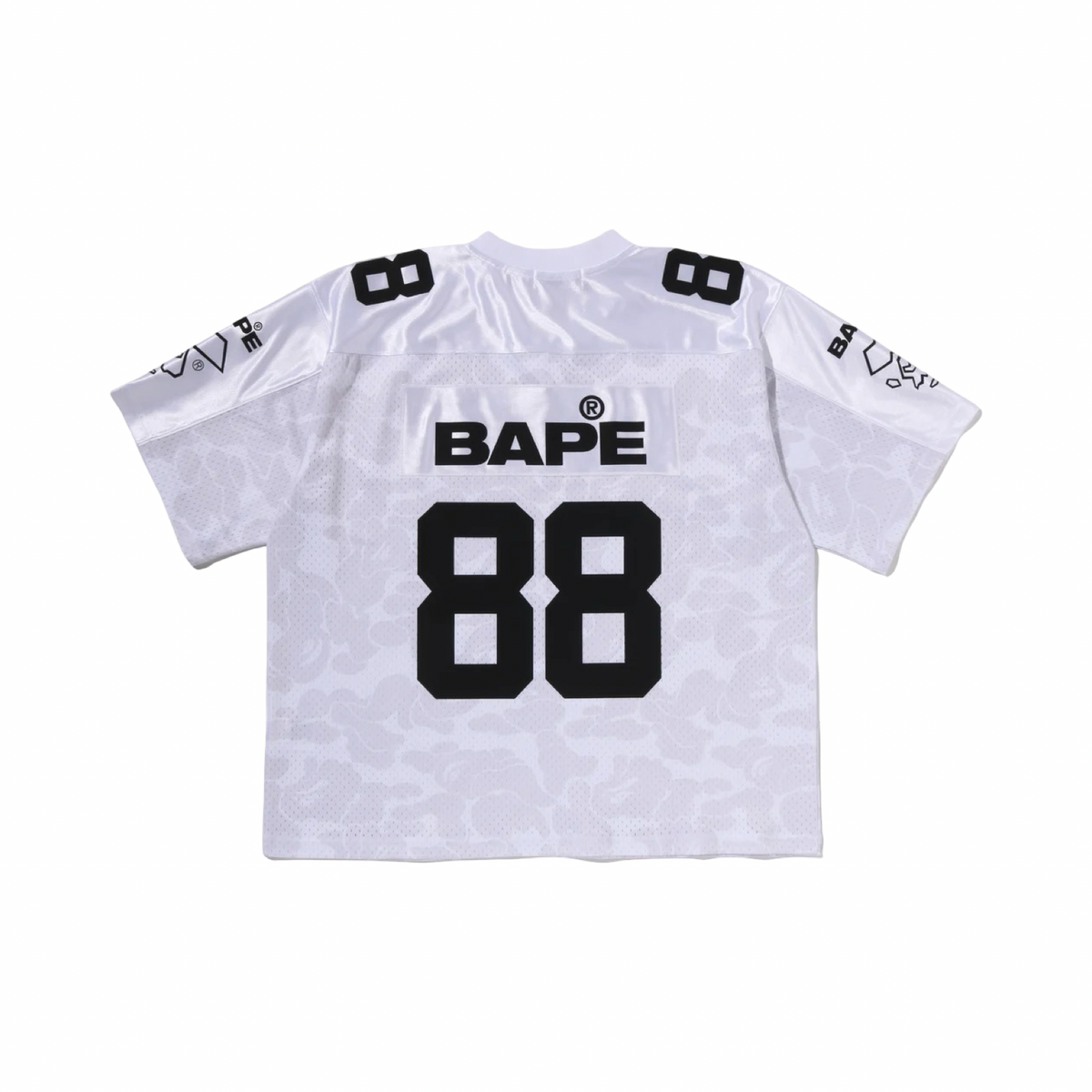 A Bathing Ape Bape SS26 Solid Camo Multi Logo Relaxed Fit Football Jersey White