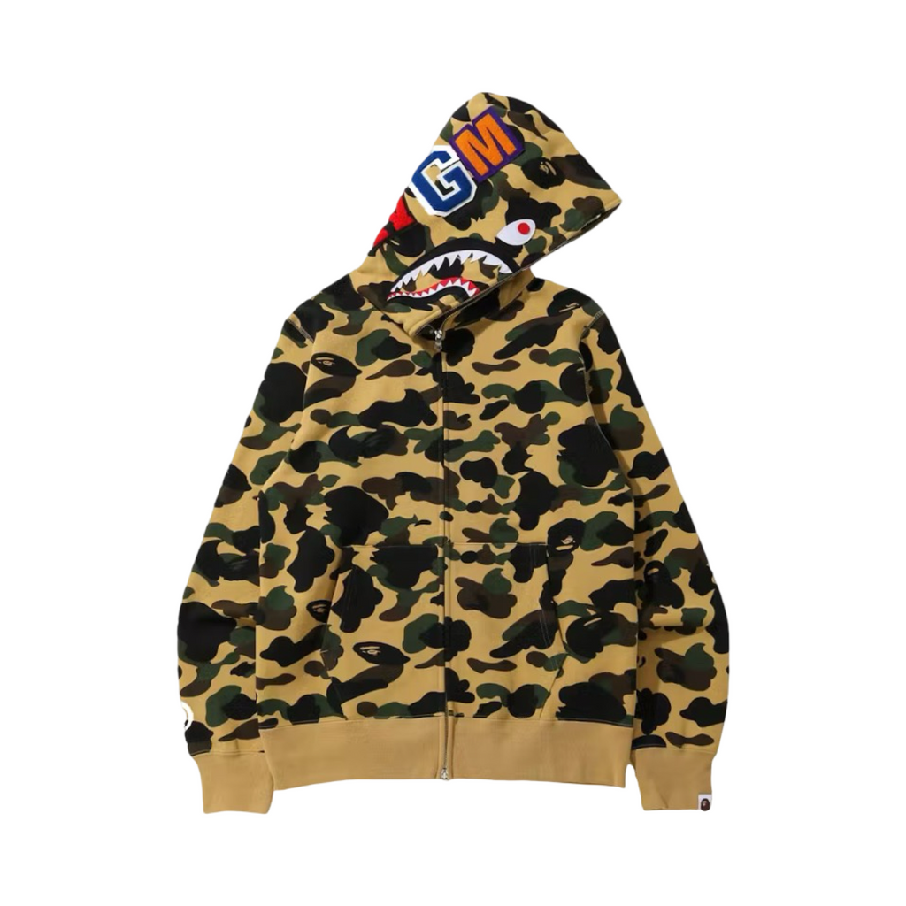 A Bathing Ape 1st Camo Shark Full Zip Hoodie Yellow Camo