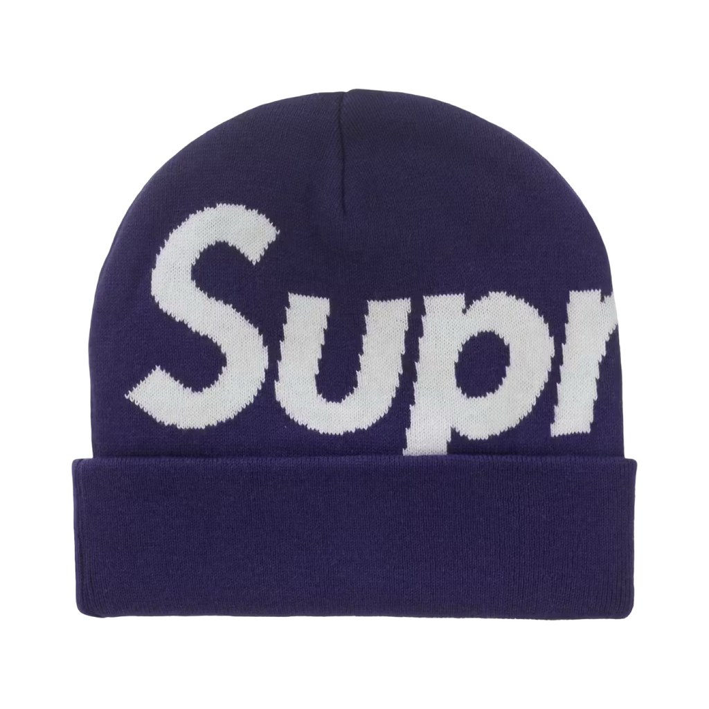 Supreme Big Logo Beanie Purple White FW25