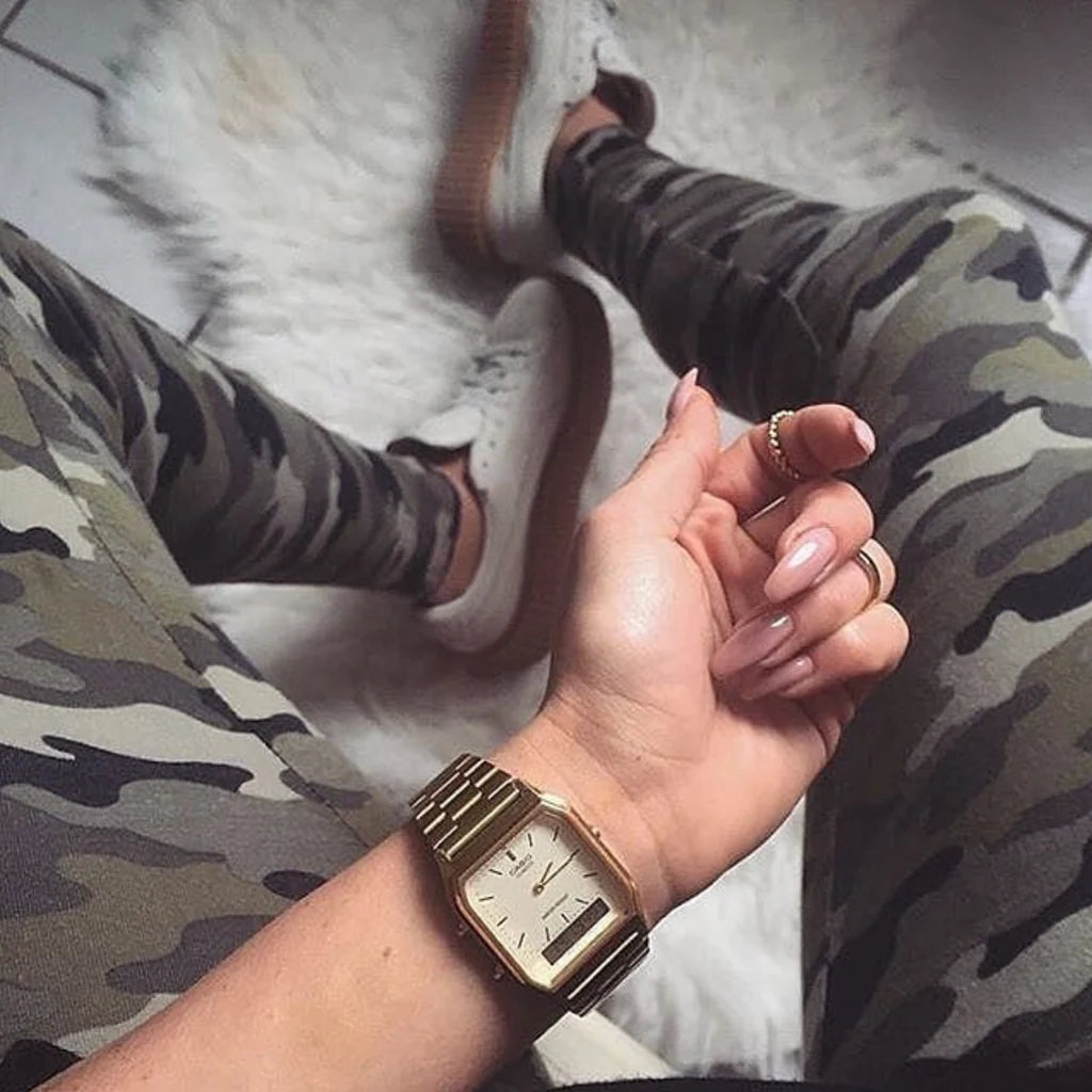 Men's Casio Quartz Duo Trendy Dual Time AQ230GA-9DMQ Gold White Watch