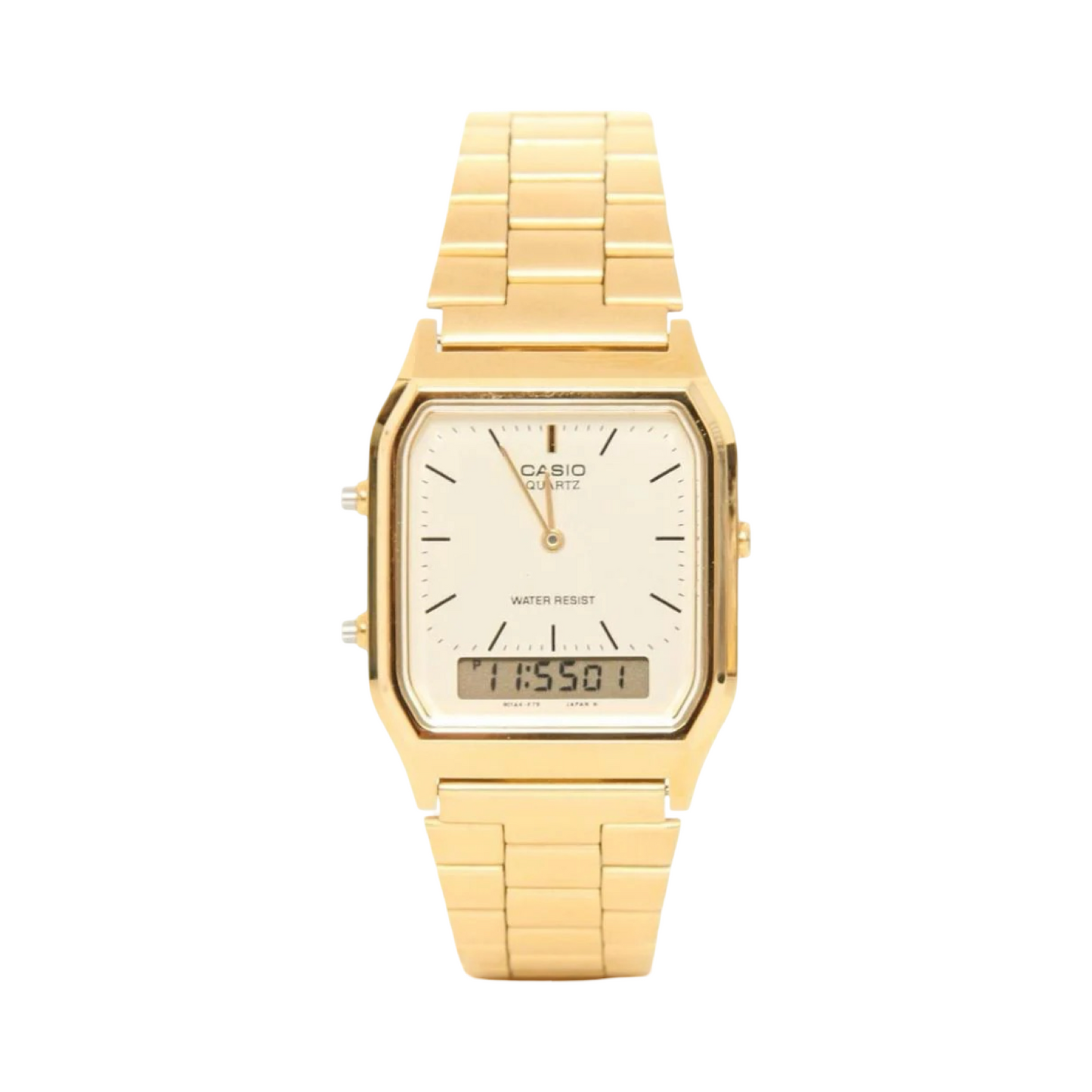 Men's Casio Quartz Duo Trendy Dual Time AQ230GA-9DMQ Gold White Watch