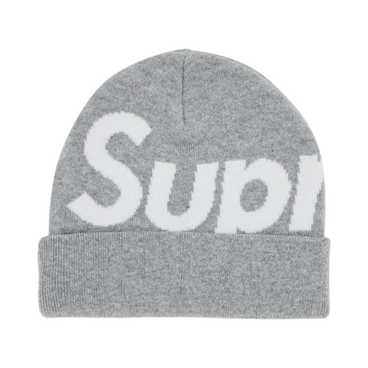 Supreme Big Logo Beanie Grey White