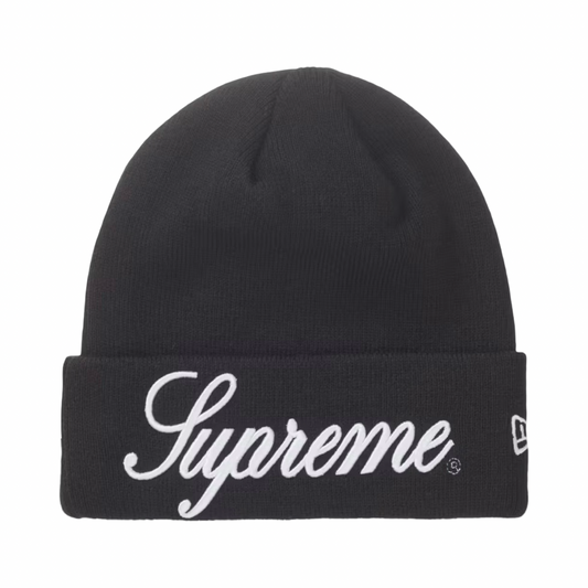 Supreme Script Box Logo Beanie Black White FW24